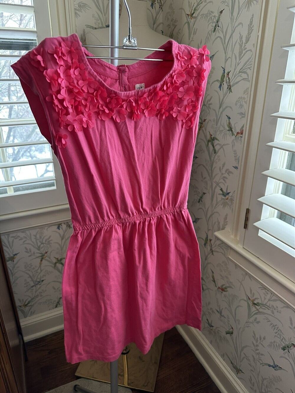 Gap Kids Girls Flower Applique Cap Dress • L • Pink